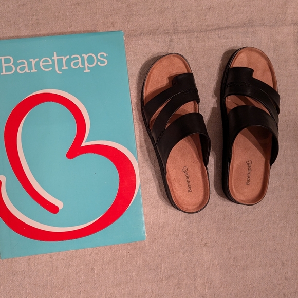 Womens Black Leather Sandals - Picture 6 of 6